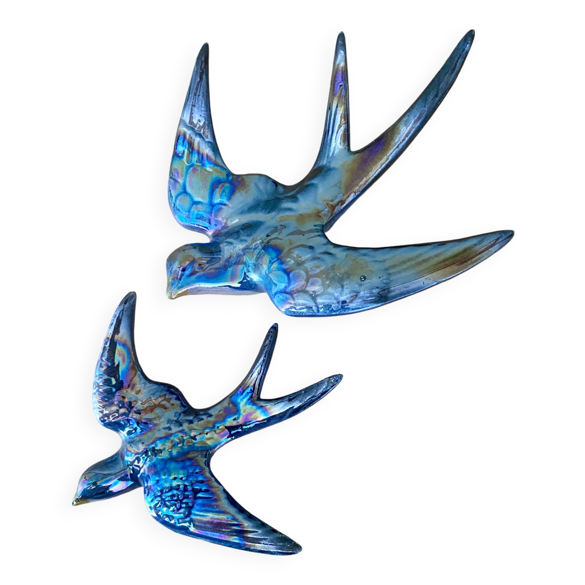 Set of 2 Vintage Ceramic Wall Swallows
