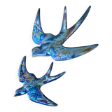 Set of 2 Vintage Ceramic Wall Swallows