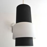 Suspension Louis Kalff chandelier metal opaline 50s