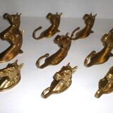 Set of 10 heavy brass horse coat rack wall hooks