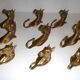 Set of 10 heavy brass horse coat rack wall hooks
