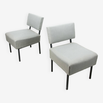 Mid-century Bauhaus Style Easy Chairs in Grey Fabric