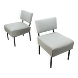 Mid-century Bauhaus Style Easy Chairs in Grey Fabric
