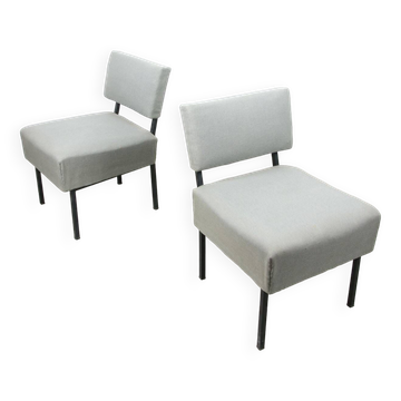Fauteuils de style Bauhaus du milieu du siècle en tissu gris