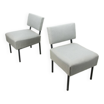Mid-century Bauhaus Style Easy Chairs in Grey Fabric