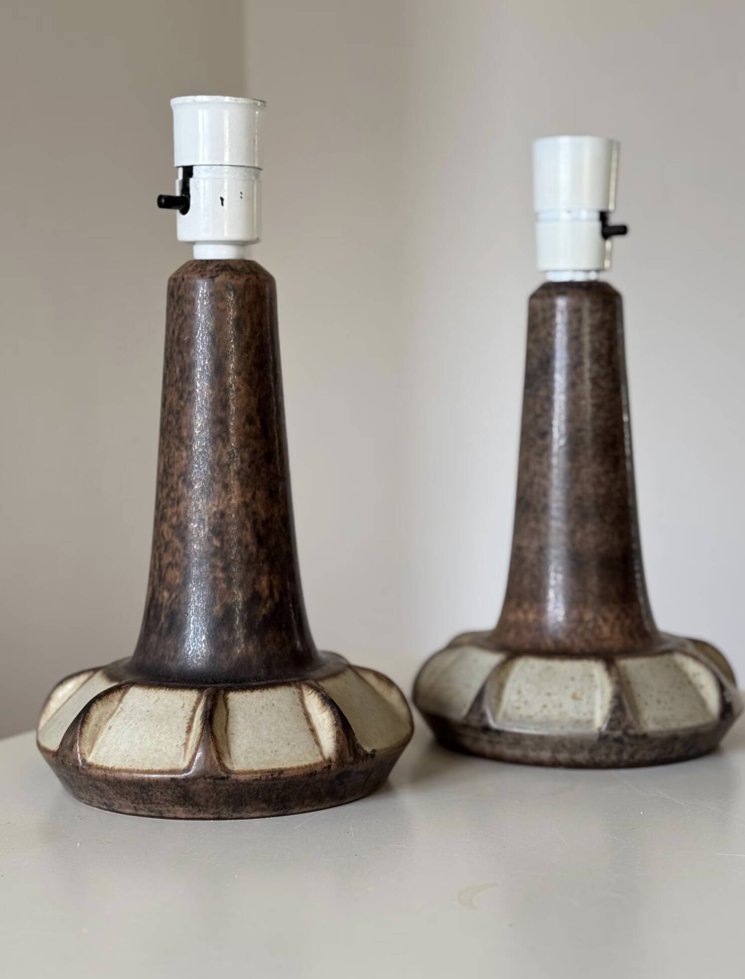 Pair Marianne Starck Stoneware Table Lamps: Michael Andersen Denmark, 1970s