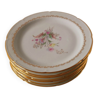 Lot de 8 assiettes plates en porcelaine,  pâtes et ėmaux C.G Limoges