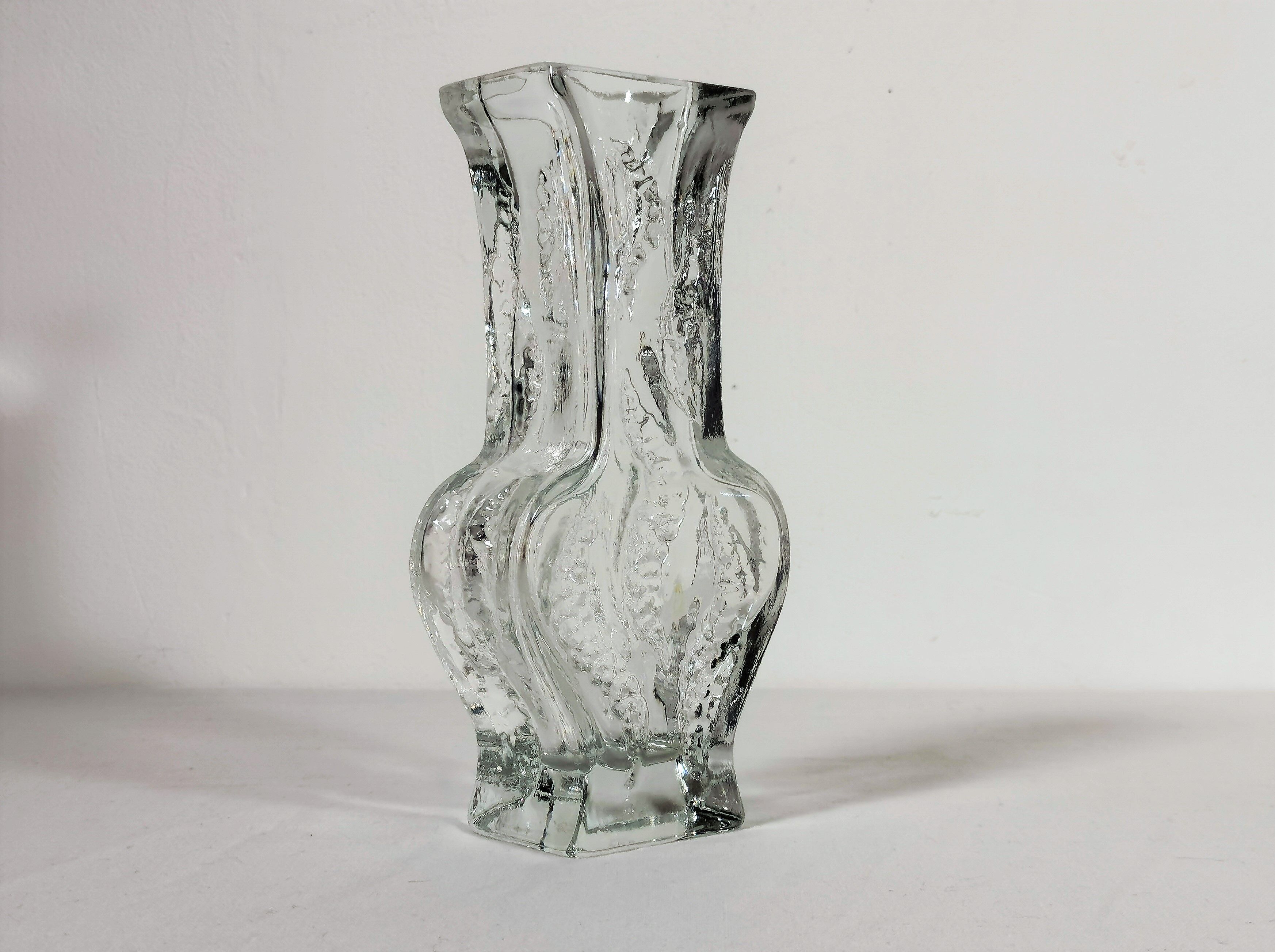 Textured Glass Vase by Ingrid Glashutte 1970's