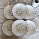 6 vintage porcelain Moulin des Loups soup plates with lilac floral pattern