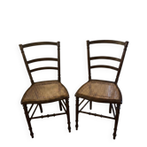 2 chaises d'appoint Napoléon III en noyer et cannage parfait –