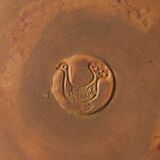 Enamelled stoneware plate, Vallauris, dove pottery