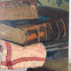 Still life, painter's table, oil on panel