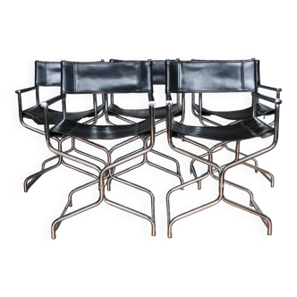 Faux & chrome folding chairs - set of 5