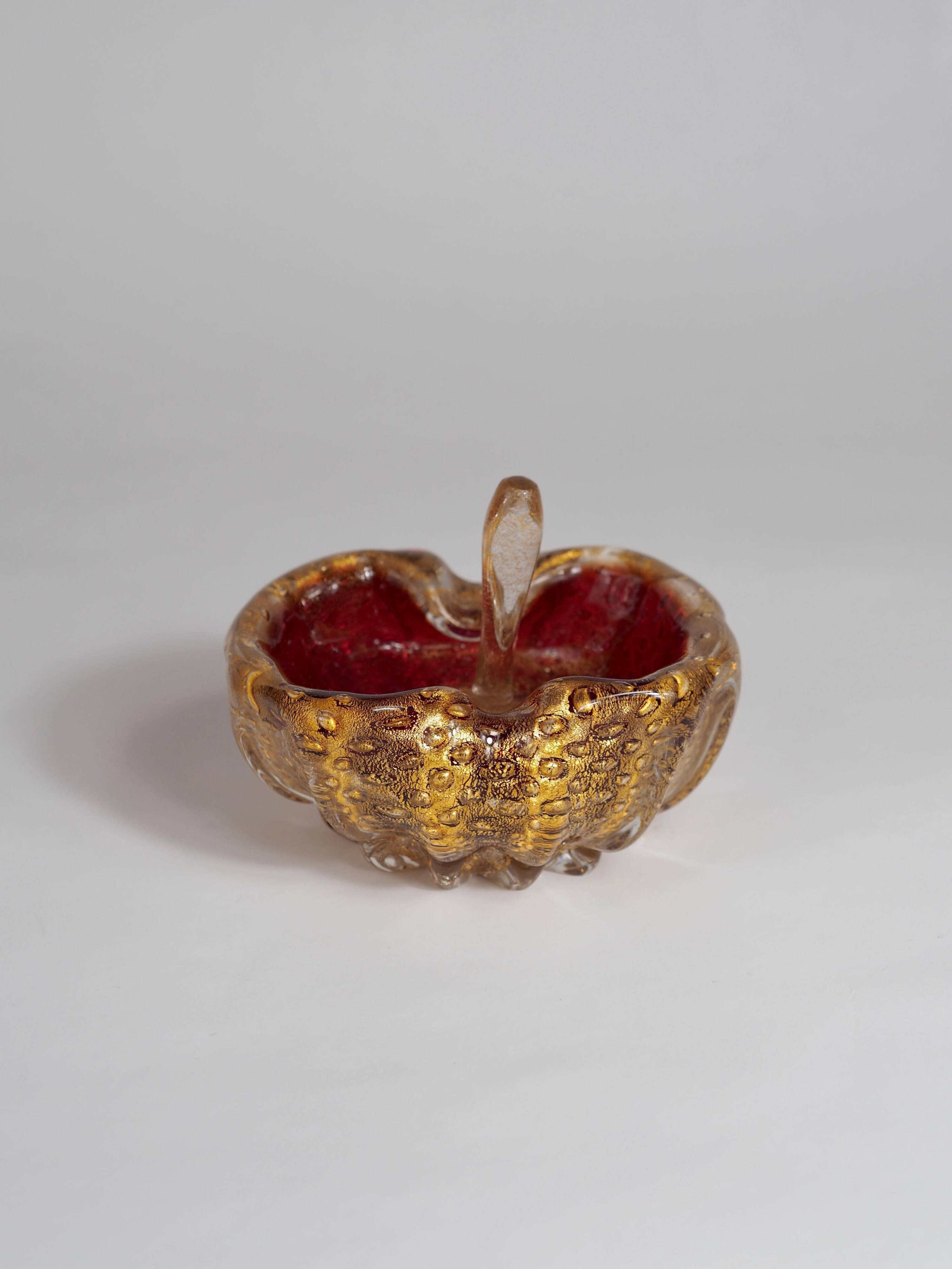 Barovier&Toso Murano "Cordonato d'Oro" Art Glass Bowl and Rare Glass Tamper