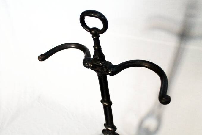 Fireplace tool set, cast iron and wrought iron