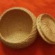 Round woven bamboo box with lid