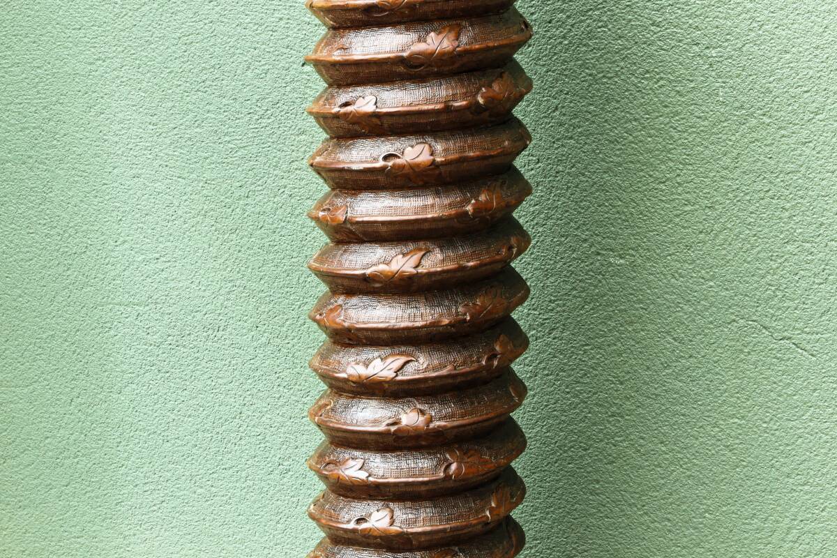 Column, carved walnut press screw, 19th century