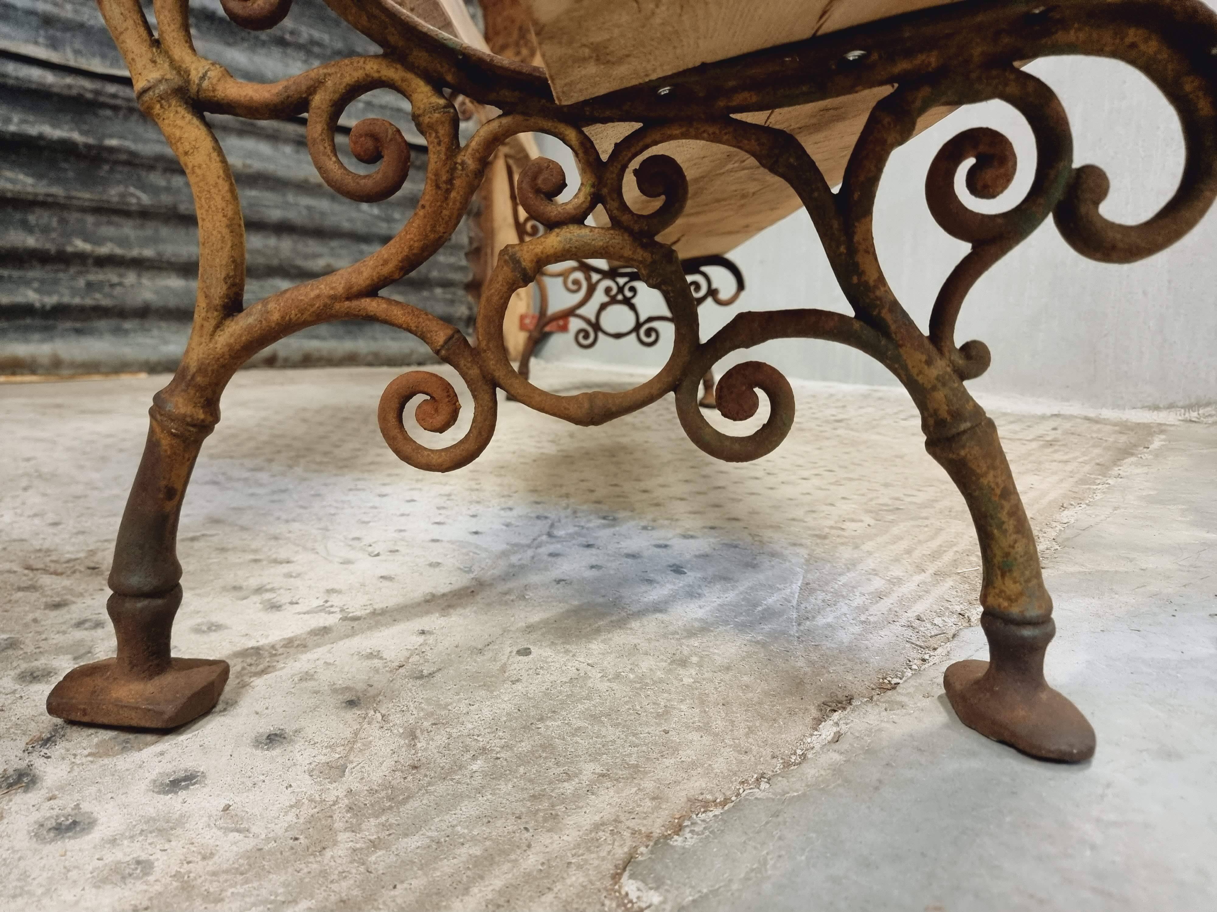 Antique garden bench French park bench oak with cast iron 218 cm