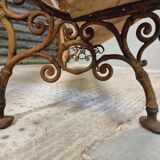 Antique garden bench French park bench oak with cast iron 218 cm