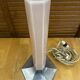 Old art deco hexagonal chrome metal lamp base + vintage pink glass