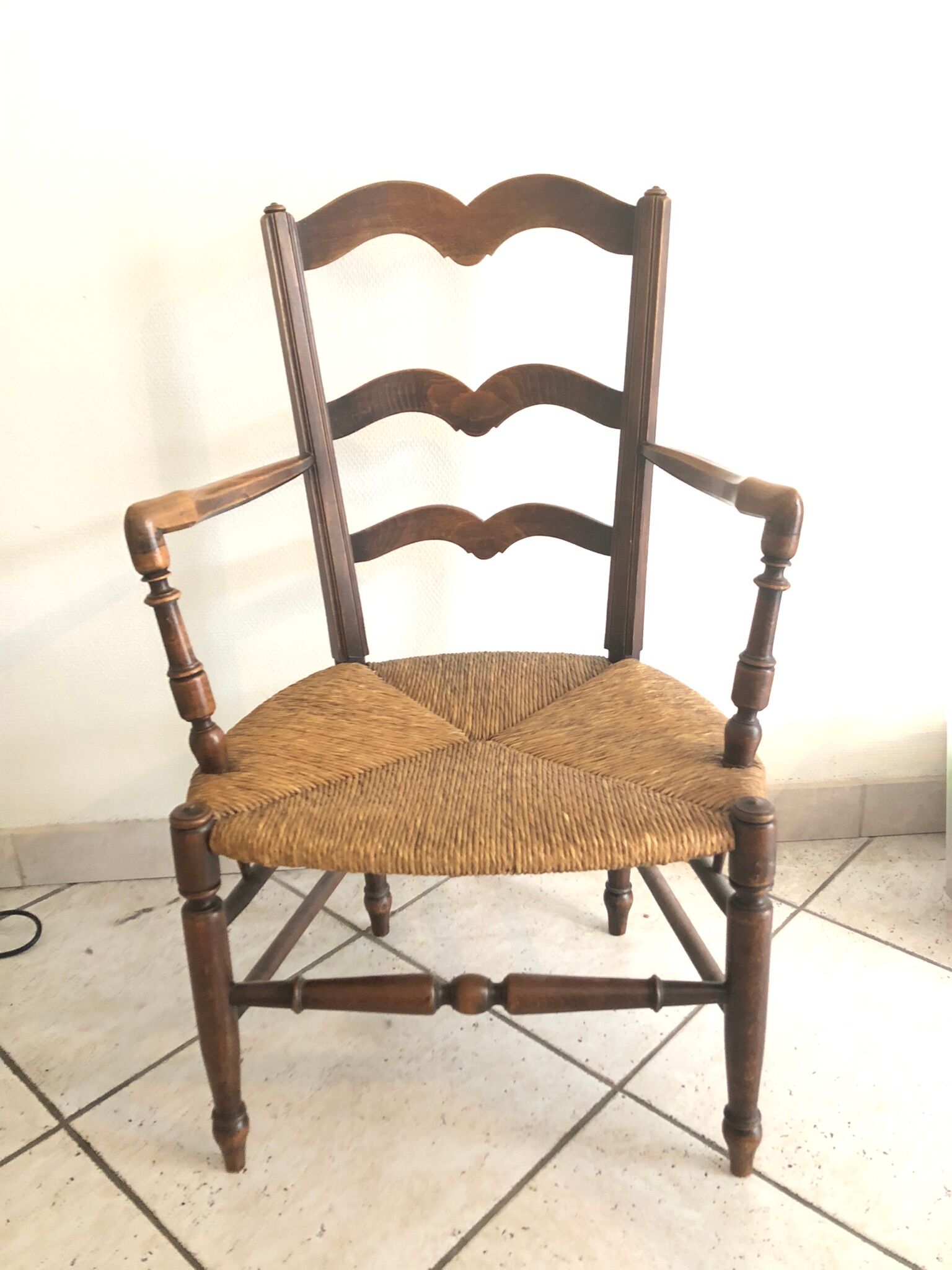 Fauteuil paillé fin XIX