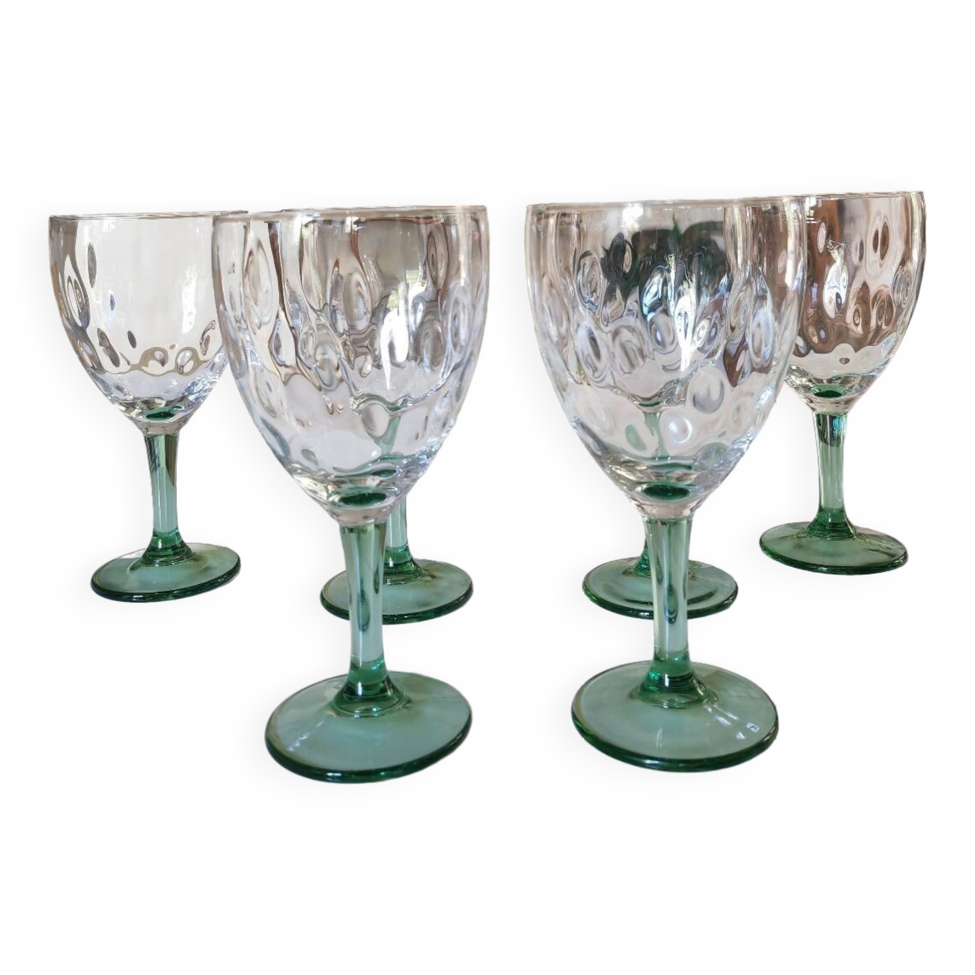 6 large stemmed glasses