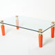 Rare coffee table lacquer orange bronze glass signed Garouste & Bonetti 1995