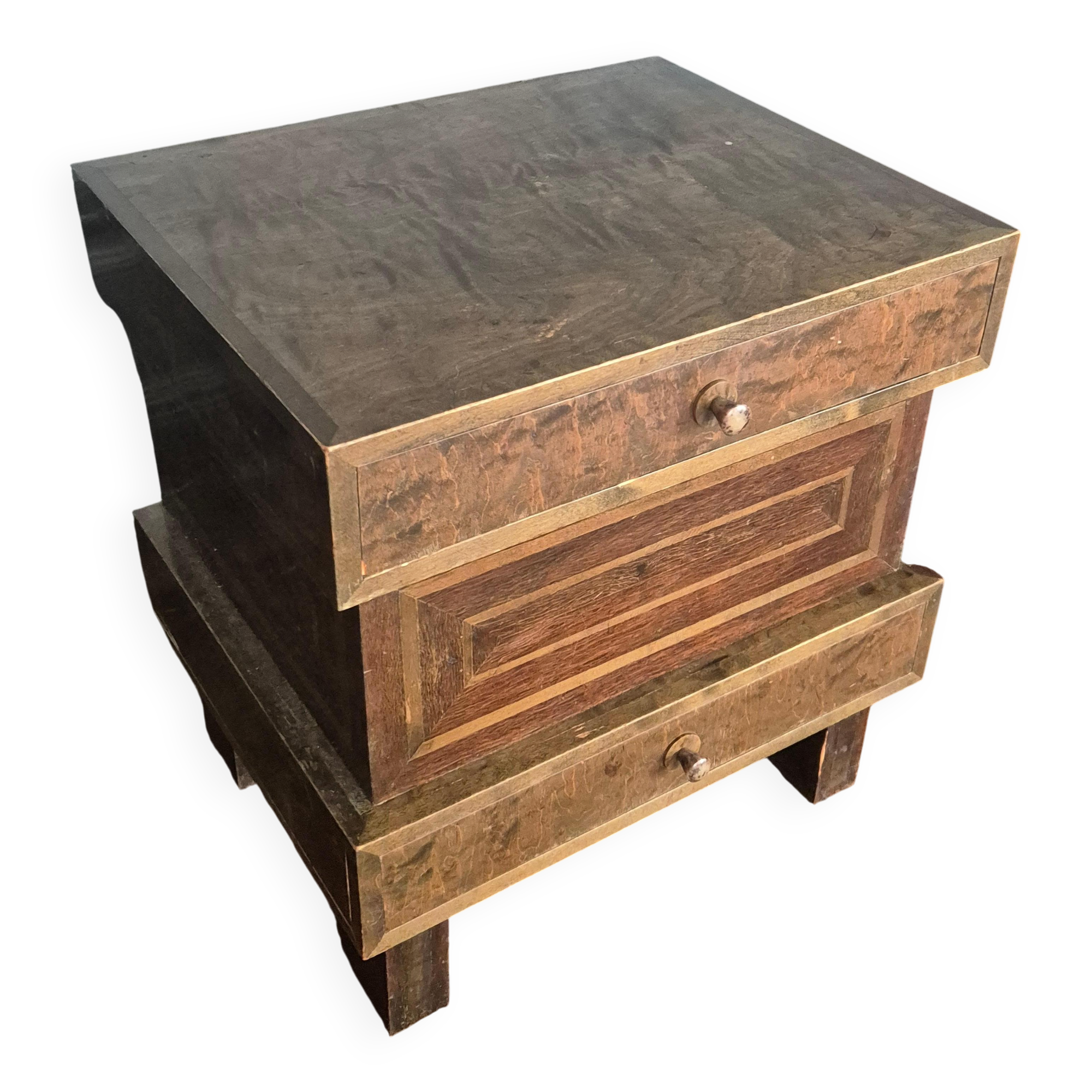 Curved stained birch bedside tables, Art Deco, Finland, 1930s