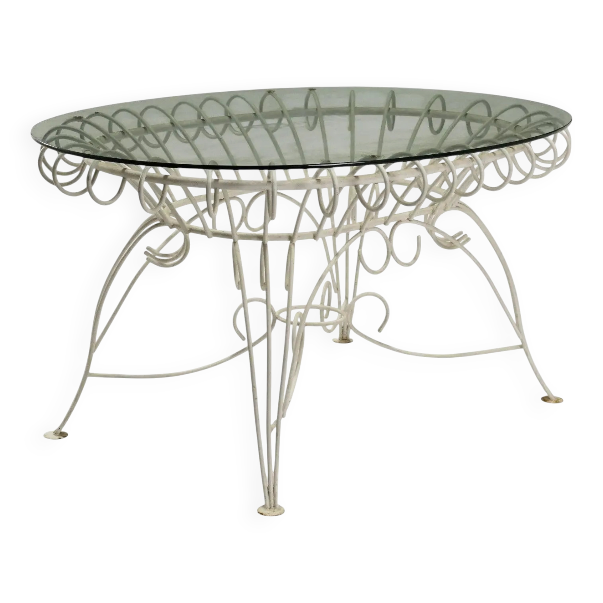 Vintage white enamelled iron garden table, Italy, 1960s