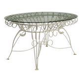 Vintage white enamelled iron garden table, Italy, 1960s