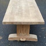 Restored 19th century solid oak monastery dining table, 215cm
