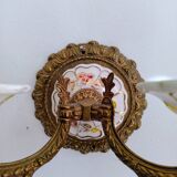 Pair of brass and porcelain wall lights