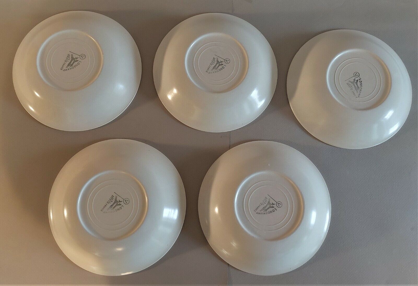 Assiettes creuses vintage grès signées Longchamp