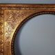 Old Florentine frame round view rebate 38 cm chiseled wood gilded stucco + glass SB656