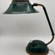 1960s cocotte desk lamp, green and brass, table lamp