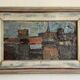 Vintage Abstract Kulo Green Oil Painting 1970s