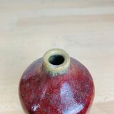 Vase red ceramic bottle signed
