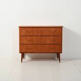 Scandinavian teak and mahogany chest with brass accents