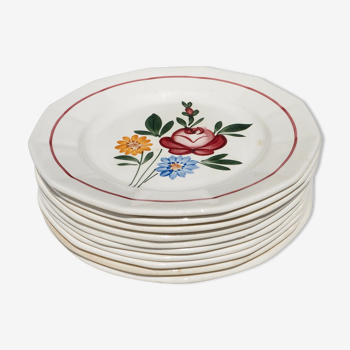 Set de 10 assiettes plates Sarreguemines, modèle Chatenois