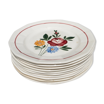 Set de 10 assiettes plates Sarreguemines, modèle Chatenois