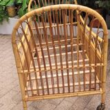 Lit enfant rotin 60's