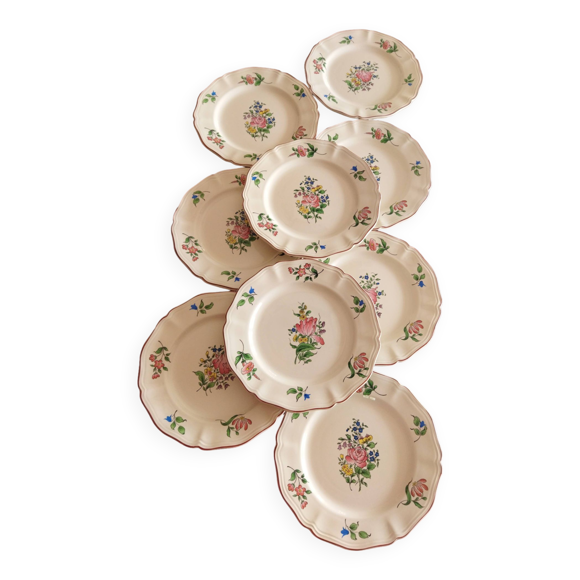 9 dessert plates “Réverbère fin” KG Lunéville
