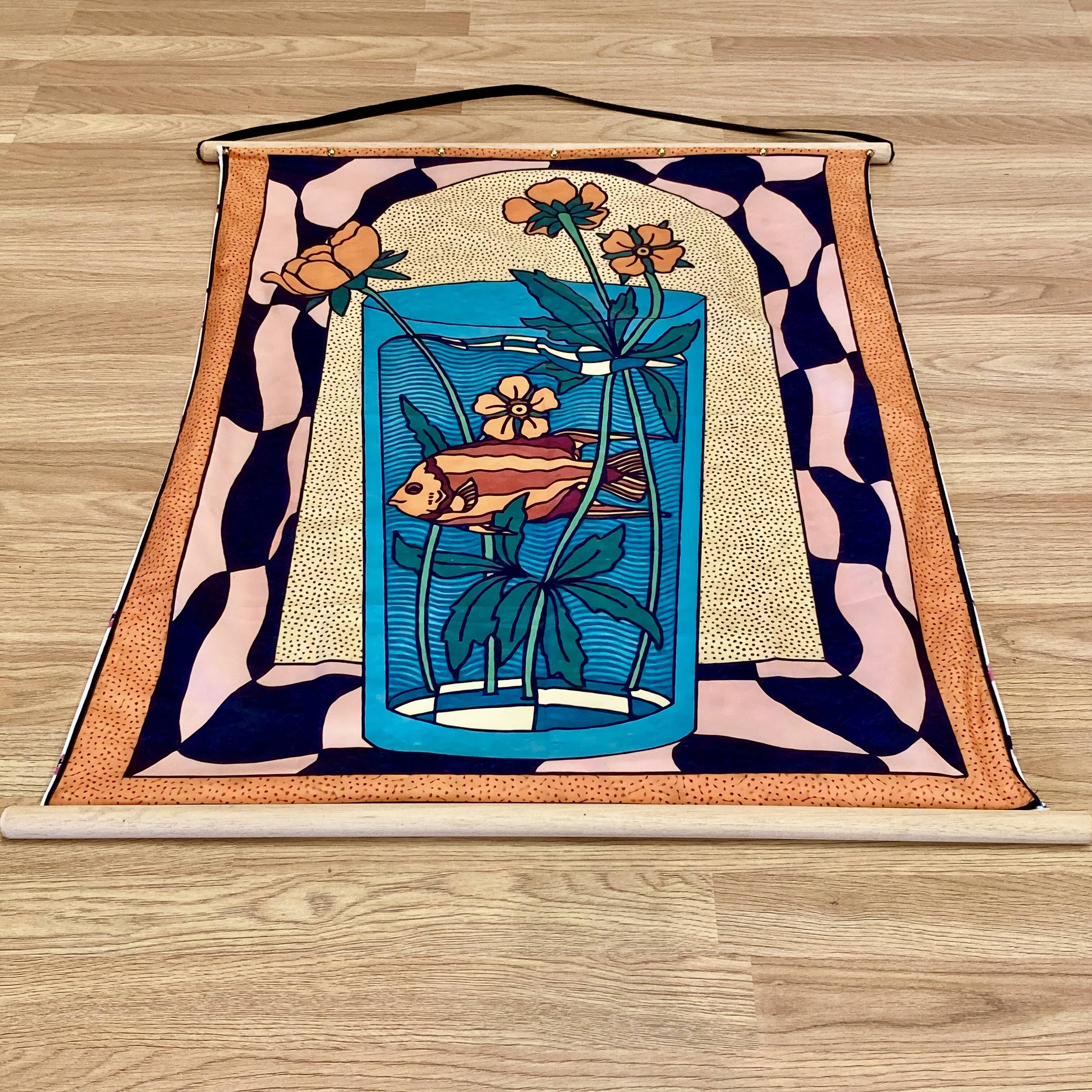 Large silk hanging decoration.