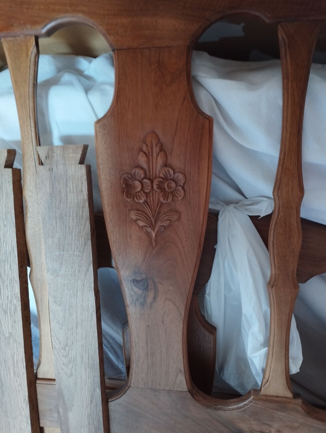 Children's bed with walnut bars