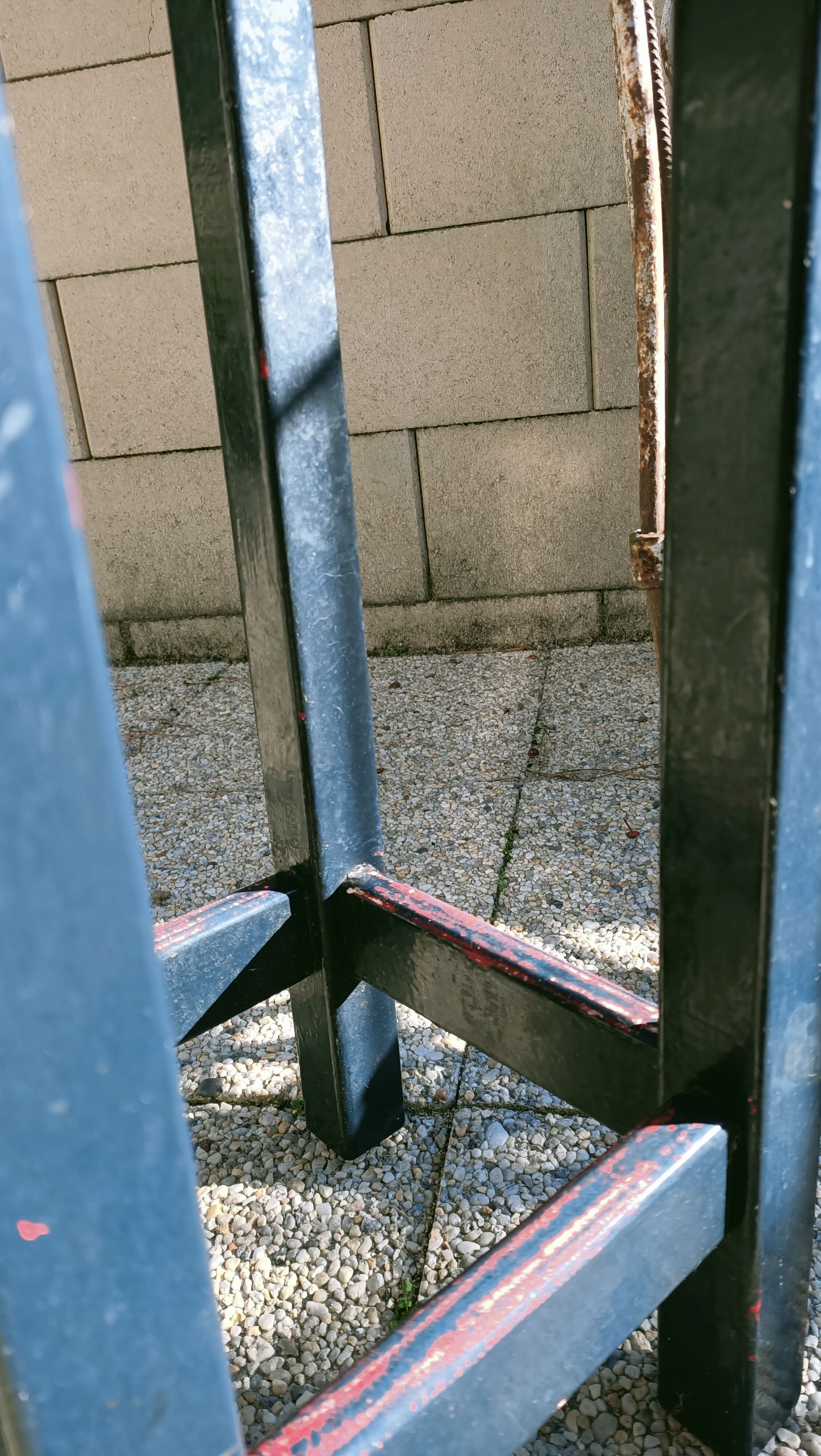 High patinated wooden stool