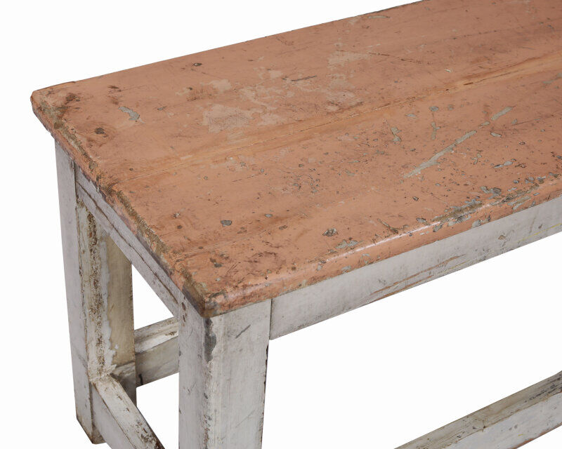 Table low patine rose white piece of old teck origin