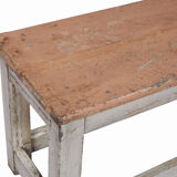 Table basse patine rose blanc piece d'origine vieux teck