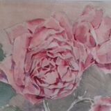 Ancient watercolour painting "3 blossoming roses"
