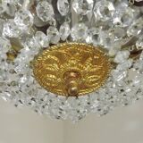 French Mid-Century Bronze and Crystal Bag Light – Flush Mount 5202