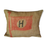 Jute Canvas cushion Red flag Majuscule H in coat of the house